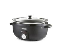 Geepas 6.5 Litre Slow Cooker | 3 Temperature Settings, Removable Easy-Clean Aluminum Bowl | Tempered Glass Lid & Cool Touch Handles, Chalkboard Design | 2 Year Warranty, Black