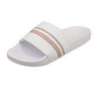 Tommy Hilfiger Corporate Stripes Pool Womens Slide Sandals in White - 6.5 UK