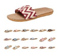 6.5 Unisex Non-Slip Linen Flip Flops Summer Couples Mule Sandals Home Open Toe Slippers Moisture Wicking Flax Sole Indoor Flats Shoes Summer Slippers Sale Hot #4#_Yellow