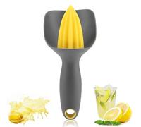 6.5 x 3.3 inch Manual Lemon Squeezer, Ergonomic Fruit Juicer Extractor Handheld Fruit Juice Squeeze Presser Portable Citrus Juicer Tool for Lemon, Lime, Orange, Grapefruit (Black)