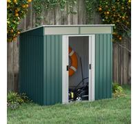 Outsunny 6.5x4FT Garden Shed Lockable Metal Tool Shed Green