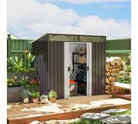Outsunny 6.5 x 4ft Lockable Metal Shed w/ Foundation - Grey, Grey