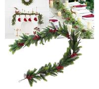 6.56FT Artificial Cypress Rattan,Artificial Pine,Garland Christmas Decor, Winter Greenery Garland,Pine Wreath Decoration,for Fireplace Indoor Home Xmas Table Outdoor Indoor Xmas Decoration