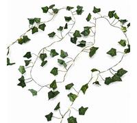 6.56FT Artificial Ivy Leaf Garland with 20 LED Fairy String Lights, Fake Vines Leaves Garland Plants for Wedding Home Kitchen Office Garden Indoor Outdoor Wall Decorations (Battery Operated)