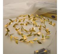 6.56ft Gold Leaf String Lights 20 LED Fairy Lights Battery Operated, 2pcs | Artificial Plant Vine Light for Wedding Birthday Party Decoration Indoor Outdoor Table Decor DIY Crafts