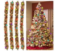 6.56FT Pre-Lit Artificial Christmas Garland,4pcs Christmas Garland Decoration with 50 LED Light,Battery Operated Wreath Garlands Decorations for Stairs Fireplaces Festive Xmas Tree Decor (4x2m)