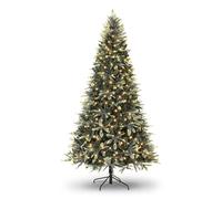 6.5FT/2M Artificial Christmas Tree Xmas Realistic Green Metal Leg | 6.5FT/2M artificial Xmas tree: realistic green, PVC metal branches, hinged auto-open, sturdy metal leg, 3-section assembly