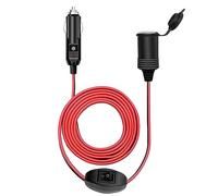 6.5FT/2m Car Cigarette Lighter Socket Extension Cord Wire Cable 17AWG with ON/OFF Switch,12V/24V Waterproof Heavy Duty Female Socket Extension Cord Charger Lead Adapter with LED and 15A Fused