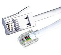 6.5ft, 2m, RJ11 Plug to BT431A Plug Crossover/BT Plug to RJ11 Crossover, Telephone, ADSL Modem Cable, White,