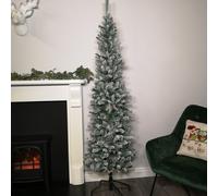 6.5ft (2m) Snow Flocked PVC Spruce Pine Slim Christmas Tree in Green