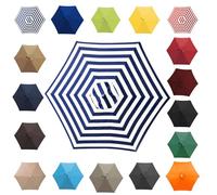 6.5ft/7.0/7.5/8.2/8.8/9.1ft/9.8/11.4/13.1ft 6/8 Ribs Patio Umbrella Replacement Canopy Market Table Umbrella Canopy Cover Waterproof, Sunshade for Garden, Balcony(Striped blue,(6Rib)300cm)