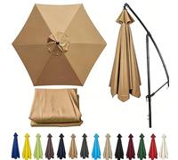 6.5ft/8ft/9ft/10ft Patio Umbrella Replacement Canopy, 6/8 Ribs Outdoor Market Parasol Top Cover(Khaki,270CM/9FT(8 Ribs))