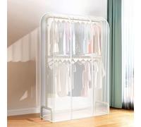 6.5ft Double-rod Clothes Rack Dust Cover, Extra High Hanging Garments Rail Protector with Double-end Zipper, Clothes Storage Hanger Cover for Dresses Coats Jackets (Translucent,100 * 50 * 200cm)