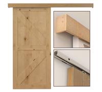 6.5FT Medium-density fibreboard Sliding Barn Door Track Kit Wood Tone