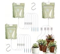 6.5L Self Watering Drip Irrigation Bags with Hooks, Plant Watering Devices | 4 Outlets, 3-pack Drip Irrigation Kit, Adjustable Flow Automatic Plant Watering System for Indoor and Outdoor Potted Plant