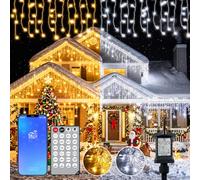6.5M Icicle Lights Outdoor Plug in, 220LEDs Christmas Light IP65 Waterproof | App/Remote Control Icicle Outdoor Christmas Lights with Timer/Memory, for Eaves Gutters Garden Pavilion Fence, 2700K & 6000K