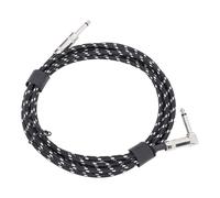 6.5mm Guitar Cable Right Angle To Straight Connector Nylon Braided Noise Reduction Guitar Connecting Cord 3 Meters (Black Line White Dot)
