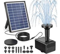 6.5W Solar Water Fountain, Solar Water Feature with Solar Panel Built-in & 9.85ft Tubing, 15-teiliges Set Bird Bath Fountain Stable Spraying for Garden Pond Bird Bath Water Features