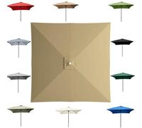 6.5x6.5' 8x8' 10x10' Square Umbrella Replacement Canopy, 4/8 Ribs Patio Umbrella Top Cover, Waterproof Outdoor Table Umbrellas Replacement Top Cloth(Khaki,2.7x2.7m/8.8ftx8.8ft)
