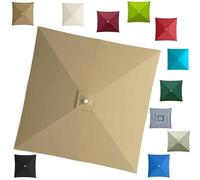 6.5x6.5ft 8x8ft Patio Umbrella Replacement Canopy Square Outdoor Table Umbrella Replacement Top Cover, Fits Parasol Cloth For 4/8 Ribs Backyard Umbrellas(Khaki,2.7x2.7m/8.8ftx8.8ft)