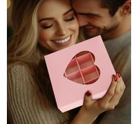 6 * 6 * 1.4inch Valentine's Candy Box with Heart-Shaped Window, 16 Grid Inserts for 16 Chocolates, Food-Safe Empty Packaging for Party, Wedding, Anniversary,3 types to choose from (Pink)