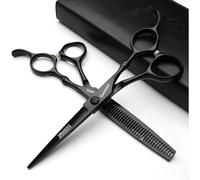 6/6.5/7 inch Black Hair Clipper Salon Hair Clipper 440c high Hardness Stainless Steel Hair Clipper (6 inch-2pc-A)