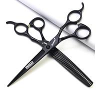 6/6.5/7 inch Black Hair Clipper Salon Hair Clipper 440c high Hardness Stainless Steel Hair Clipper (7 inch-2pc-A)