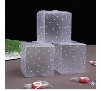 6 * 6 * 6cm Frosted Translucent Polka Dots PVC Candy Box Wedding Favors Christmas Party Cube Gift Boxes Sweets Candy Cake Gift Bags (100pcs)