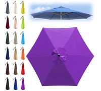 6.6/8.2/8.9/9.8ft Market Umbrella Top | 6 Arms Umbrella Replacement Canopy | UV Protective | Canopy Only | for Yard, Backyard, Garden, Patio(Purple,6 ribs: 2m/6.6ft)