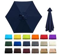 6.6/8.2/8.9/9.8Ft Outdoor Umbrella Canopy - Patio Umbrella Replacement - Replacement Canopy for 6 Ribs - Anti-ultraviolet - For Patio, Garden, Market, Pool - Not umbrella frame(Dark Blue,6 ribs: 3.0m/