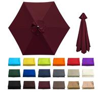 6.6/8.2/8.9/9.8Ft Outdoor Umbrella Canopy - Patio Umbrella Replacement - Replacement Canopy for 6 Ribs - Anti-ultraviolet - For Patio, Garden, Market, Pool - Not umbrella frame(Dark Red,6 ribs: 2.7m/8