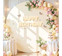 6.6 FT Beige Round Backdrop Cover for Circle Balloon Arch Stand Stretchy Circle Arch Backdrop Covers for Wedding Arch Baby Shower Birthday Party Photo Shoot Photography Arch Background Decorations