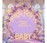 6.6 FT Lavender Round Backdrop Cover with Lights String for Circle Arch Stand, Circle Backdrop Covers with LED Fairy Lights for Wedding Arch Baby Shower Birthday Party Photo Photography Background