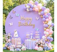 6.6 FT Purple Round Backdrop Cover for Circle Balloon Arch Stand Lavender Lilac Stretchy Circle Arch Backdrop Covers for Wedding Arch Baby Shower Birthday Party Photo Shoot Arch Background Decorations