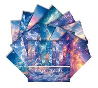 6×6 Inch Cool-Tone Nature Scrapbook Paper Pad-24 Sheets Single-Sided 160gsm Nature Themed Cardstock, Sky Ocean Starry Paper Pad for Junk Journal Card Making Decorative Background (Clear Clouds, 6×6)