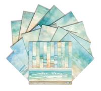 6×6 Inch Cool-Tone Nature Scrapbook Paper Pad-24 Sheets Single-Sided 160gsm Nature Themed Cardstock, Sky Ocean Starry Paper Pad for Junk Journal Card Making Decorative Background (Sea Wave, 6×6)