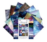 6×6 Inch Starry Sky Scrapbook Paper Pad, 24Pcs 12 Style Cosmic Nebula Textures | 160gsm Acid-Free Cardstock for Dreamy DIY Journals & Sci-Fi Crafts (Starry Sky, 6×6)