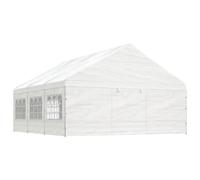 (6.69 x 5.88 x 3.75 m) vidaXL Gazebo Part Tent with Roof Pavilion Outdoor Marquee White Polyethylene