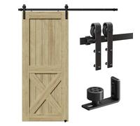 CCJH 6.6FT/201cm Sliding Barn Door Hardware Closet Set for Single Wooden Door, Modern Black Sliding Door Kits,Upgrade