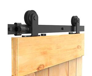 6.6FT/201cm Sliding Door Track Kit, CCJH Internal Barn Sliding Wood Doors Rail T Mount Hangers Black for Single Door