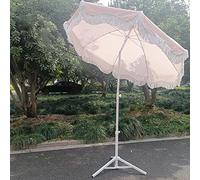 6.6ft/2m Pink Striped Garden with Tassel Tiltable Beach Outdoor Patio Parasol Sunshade and Sun Protection White Umbrella Pole Without Base