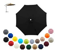 6.6ft 8.9ft 9.8ft 8/6 Ribs Patio Umbrella Replacement Canopy, 300D Market Umbrella Top Cover, Water Resistant Heavy-Duty parasol, For Outdoor Yard Pool Beach Black 3m6Ribs
