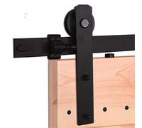 6.6FT Black Sliding Barn Door Hardware Kit - 201cm Heavy-Duty Track System for Double Doors, Easy Installation, Durable Wood Style, Perfect for Home & Farmhouse Decor