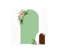 6.6FT Brown Green Arch Backdrop Cover - Stretchy Spandex Fabric Fitted Round Top Chiara Backdrop Arch Covers for Wedding, Birthday Party, Baby Shower, Photo Booth Photography Decoration