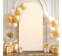 6.6FT Champagne Wedding Arch Cover Spandex Fitted Arch Covers Stretchy Backdrop Round Top Chiara Backdrop for Birthday Party Ceremony Banquet Decoration
