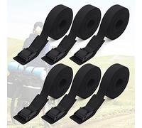 6.6ft Lashing Straps with Adjustable Cam Buckles Tie Down Cinch Straps Heavy Duty up to 550lbs for Packing,Cargo,Luggage,Motorcycles,Truck Black 6 Pack (6.6' x 1")