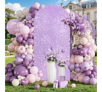 6.6FT Light Purple Sequin Arch Backdrop Cover Birthday Arch Backdrop for Birthday Party Baby Shower Banquet Wedding Background Decoration