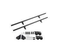 6.6FT Rolling Library Sliding Ladder Hardware Kit - Round Tube Track with Floor Rollers & Brakes, Heavy-Duty Carbon Steel, Easy Installation, Black, No Ladder Included