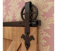 6.6FT Sliding Door Hardware Kit 203cm Vintage Style Roller Track for 101cm Wide Wooden Doors Easy Installation Ideal for Home Renovation and Space Saving Solutions
