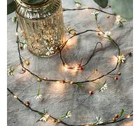 6.6Ft Tiny Flower and Fruit Vine Fairy String Lights 20 LED Artificial Flower Decorative Night Light Battery Powered String Light for Christmas Wedding Garden Birthday Decor